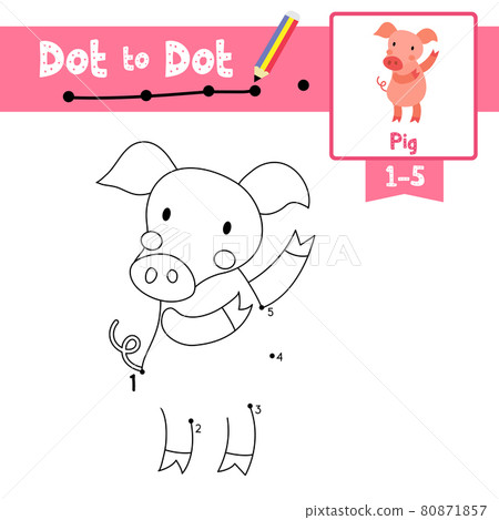 Dot to dot educational game and Coloring book Dancing Pig animal cartoon character vector illustration Dot to dot educational game and Coloring book Dancing Pig animal cartoon character vector illustration 80871857