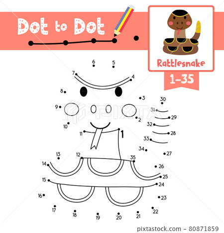 Dot to dot educational game and Coloring book Curled up Rattlesnake animal cartoon character vector illustration Dot to dot educational game and Coloring book Curled up Rattlesnake animal cartoon character vector illustration 80871859