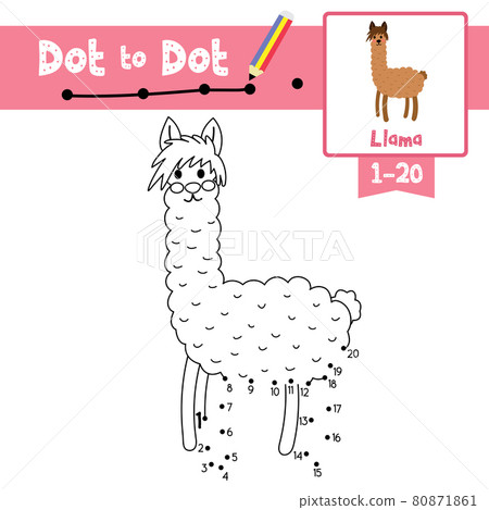 Dot to dot educational game and Coloring book Brown Llama animal cartoon character vector illustration Dot to dot educational game and Coloring book Brown Llama animal cartoon character vector illustration 80871861