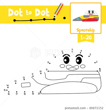 Dot to dot educational game and Coloring book Spaceship cartoon character side view vector illustration Dot to dot educational game and Coloring book Spaceship cartoon character side view vector illustration 80872152