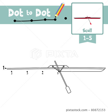 Dot to dot educational game and Coloring book Scull cartoon character side view vector illustration 80872153