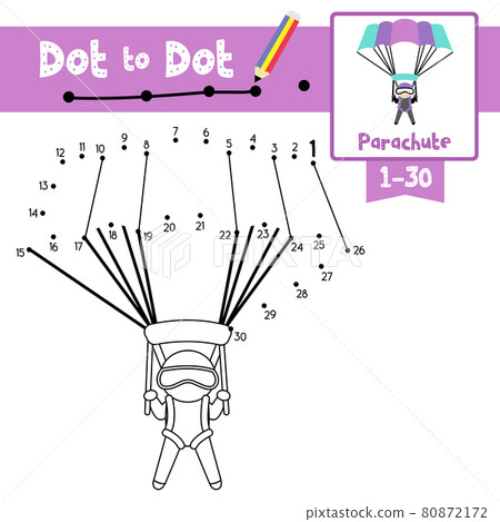 Dot to dot educational game and Coloring book Parachute cartoon character side view vector illustration Dot to dot educational game and Coloring book Parachute cartoon character side view vector illustration 80872172