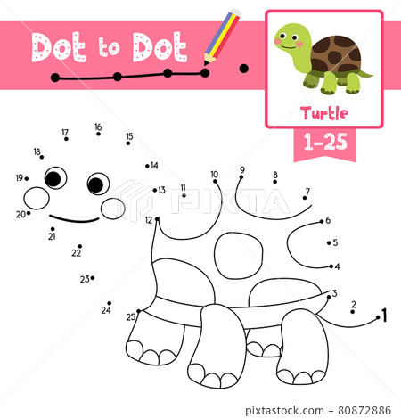 Dot to dot educational game and Coloring book Turtle animal cartoon character vector illustration Dot to dot educational game and Coloring book Turtle animal cartoon character vector illustration 80872886