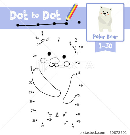 Dot to dot educational game and Coloring book Standing Polar Bear animal cartoon character vector illustration Dot to dot educational game and Coloring book Standing Polar Bear animal cartoon character vector illustration 80872891