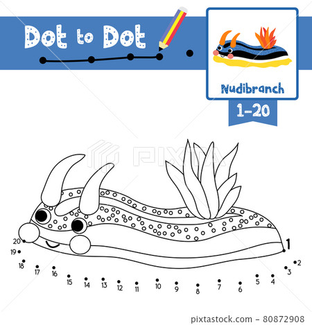 Dot to dot educational game and Coloring book Colorful Nudibranch animal cartoon character vector illustration Dot to dot educational game and Coloring book Colorful Nudibranch animal cartoon character vector illustration 80872908