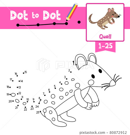 Dot to dot educational game and Coloring book Standing Quoll animal cartoon character vector illustration Dot to dot educational game and Coloring book Standing Quoll animal cartoon character vector illustration 80872912