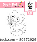 Dot to dot educational game and Coloring book Panda bear with bamboo leaves animal cartoon character vector illustration 80872926