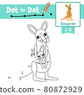 Dot to dot educational game and Coloring book Kangaroo and baby kangaroo animal cartoon character vector illustration 80872929