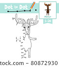 Dot to dot educational game and Coloring book Moose standing on two legs animal cartoon character vector illustration 80872930
