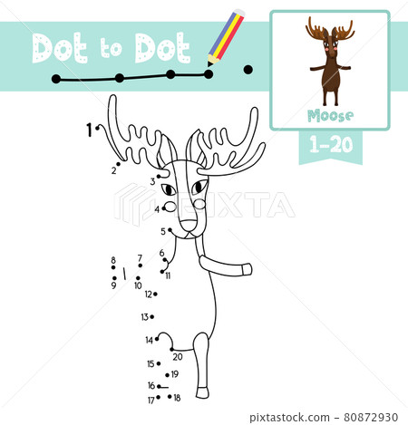 Dot to dot educational game and Coloring book Moose standing on two legs animal cartoon character vector illustration Dot to dot educational game and Coloring book Moose standing on two legs animal cartoon character vector illustration 80872930