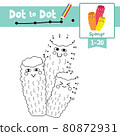 Dot to dot educational game and Coloring book Colorful Sponge animal cartoon character vector illustration 80872931