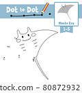 Dot to dot educational game and Coloring book Gray Manta ray animal cartoon character vector illustration 80872932
