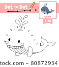 Dot to dot educational game and Coloring book Blue Whale animal cartoon character vector illustration 80872934