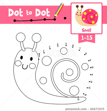 Dot to dot educational game and Coloring book Colorful Snail animal cartoon character vector illustration 80872935