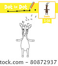 Dot to dot educational game and Coloring book Saola standing on two legs animal cartoon character vector illustration 80872937