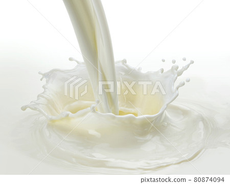 Pouring milk splash on white background 80874094