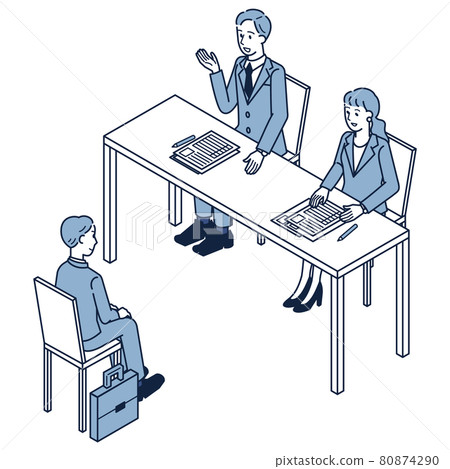 Interview Isometric Two View Question Isometrics of male students and interviewers... - Stock Illustration ...