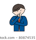 Image illustration (outline) that young businessmen are worried about 80874535