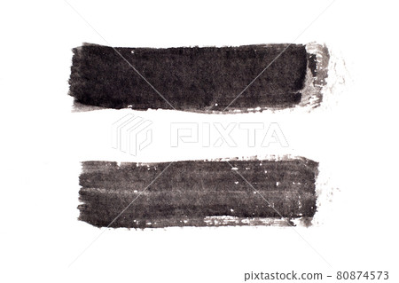 Black color watercolor handdrawing as square line brush on white paper background Black color watercolor handdrawing as square line brush on white paper background 80874573