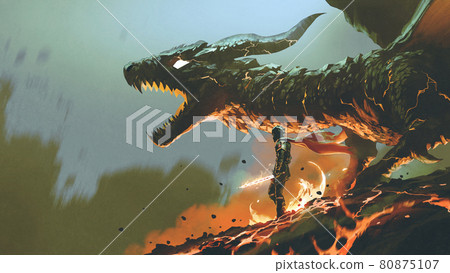 the knight with the fire dragon 80875107