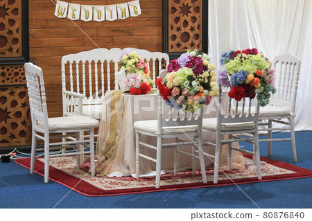 table and chair decorations for the wedding ceremony with a rustic theme, and a romantic and artistic shabby chic. 80876840