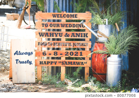wooden board for wedding writing with a rustic theme, and a romantic and artistic shabby chic. 80877008