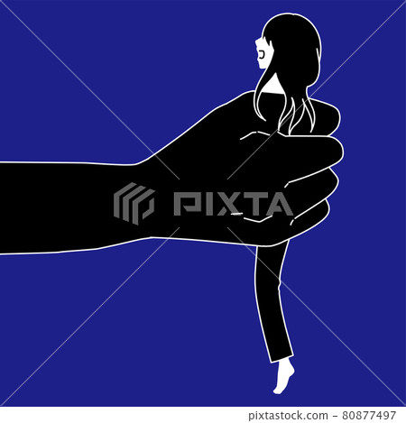 DV 插圖,一個女人被一隻大手擠壓的虐待圖像 DV 插圖,一個女人被一隻大手擠壓的虐待圖像 80877497