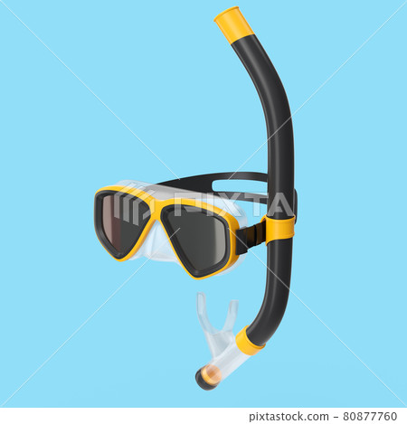Orange diving mask and snorkel isolated on a... - Stock Illustration ...