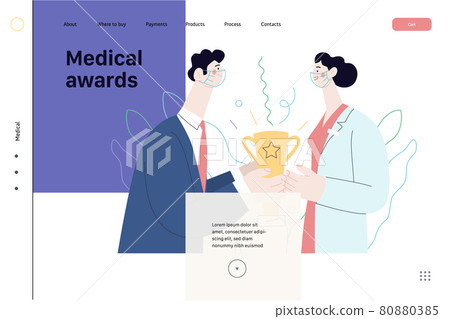 Medical awards - medical insurance web template. Flat vector 80880385