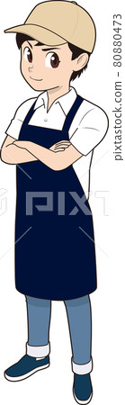 Male cafe clerk with arms folded 80880473