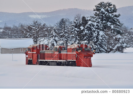 Sekihoku Main Line Ikaushi-Aibetsu JR Hokkaido DE15-1543 (Asahikawa) Snowplow train 80880923