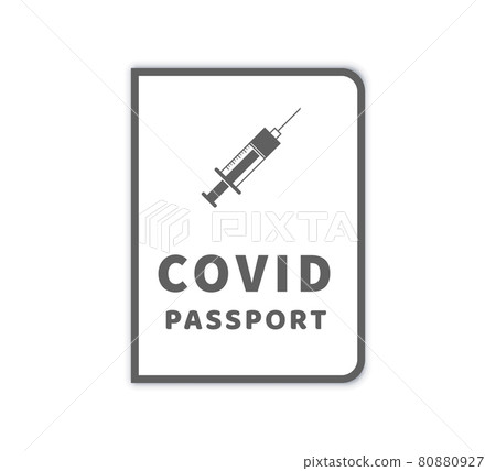COVID-19 vaccination passport with syringe simple icon on white 80880927