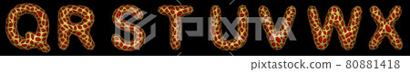 Letter set Q, R, S, T, U, V, W, X made of realistic 3d render golden shining metallic. Letter set Q, R, S, T, U, V, W, X made of realistic 3d render golden shining metallic. 80881418