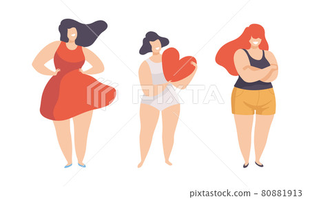Female with Different Figure Type and Height as Body Positive and Self Acceptance Vector Set Female with Different Figure Type and Height as Body Positive and Self Acceptance Vector Set 80881913