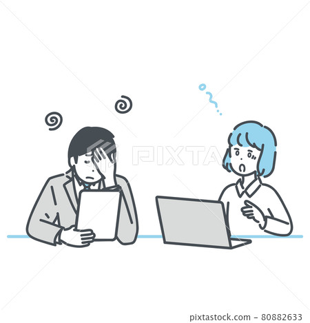 Illustration material of business person who gets stuck during a meeting 80882633