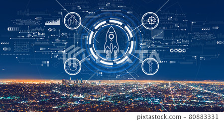 Rapid growth concept with downtown Los Angeles 80883331