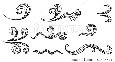 Doodle of wind gust isolated on a white background. hand drawn  vector illustration. 80885694