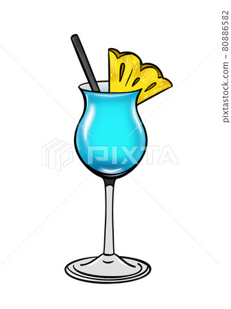 Illustration digital drawing cocktail in glasses of different shapes and on white isolated Illustration digital drawing cocktail in glasses of different shapes and on white isolated 80886582