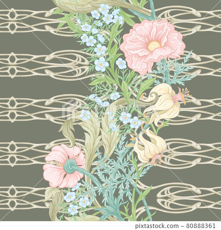 Floral Seamless pattern, background with In art nouveau style Floral Seamless pattern, background with In art nouveau style 80888361