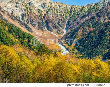 秋天的上高地、穗高山 80888648