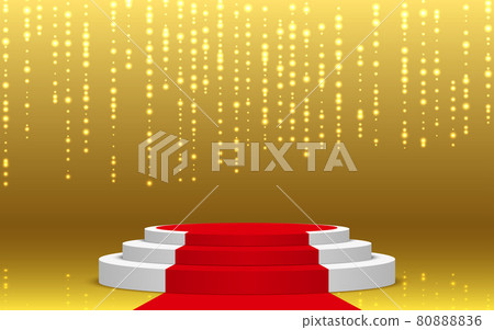 white podium and sparkle of gold light in the studio room 80888836