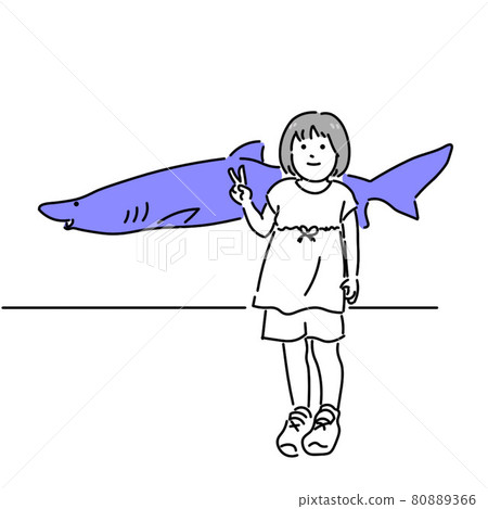 Two shots with sharks in the aquarium 80889366