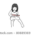 Girl playing 100 average guitar 80889369