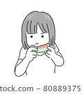 A girl who eats a watermelon 80889375