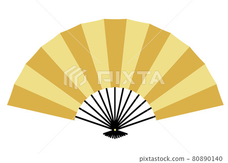 Folding fan gold New Year's card icon Folding fan gold New Year's card icon 80890140