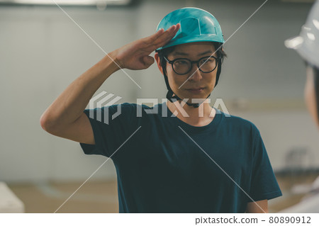 salute, blue collar worker, laborer 80890912