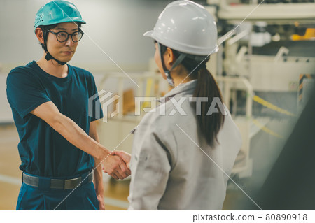 搖動 握手 藍領工人 80890918