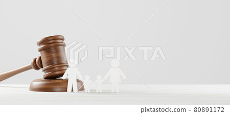 Judge gavel and icon human family on wooden background Judge gavel and icon human family on wooden background 80891172