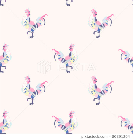 Colorful chicken seamless pattern - Stock Illustration [80891204] - PIXTA