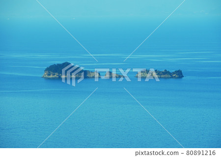 A calm evening view of the Seto Inland Sea after a clear sunset A calm evening view of the Seto Inland Sea after a clear sunset 80891216